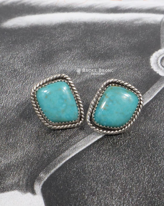 Carico Lake Turquoise Sterling Silver Stud Earrings