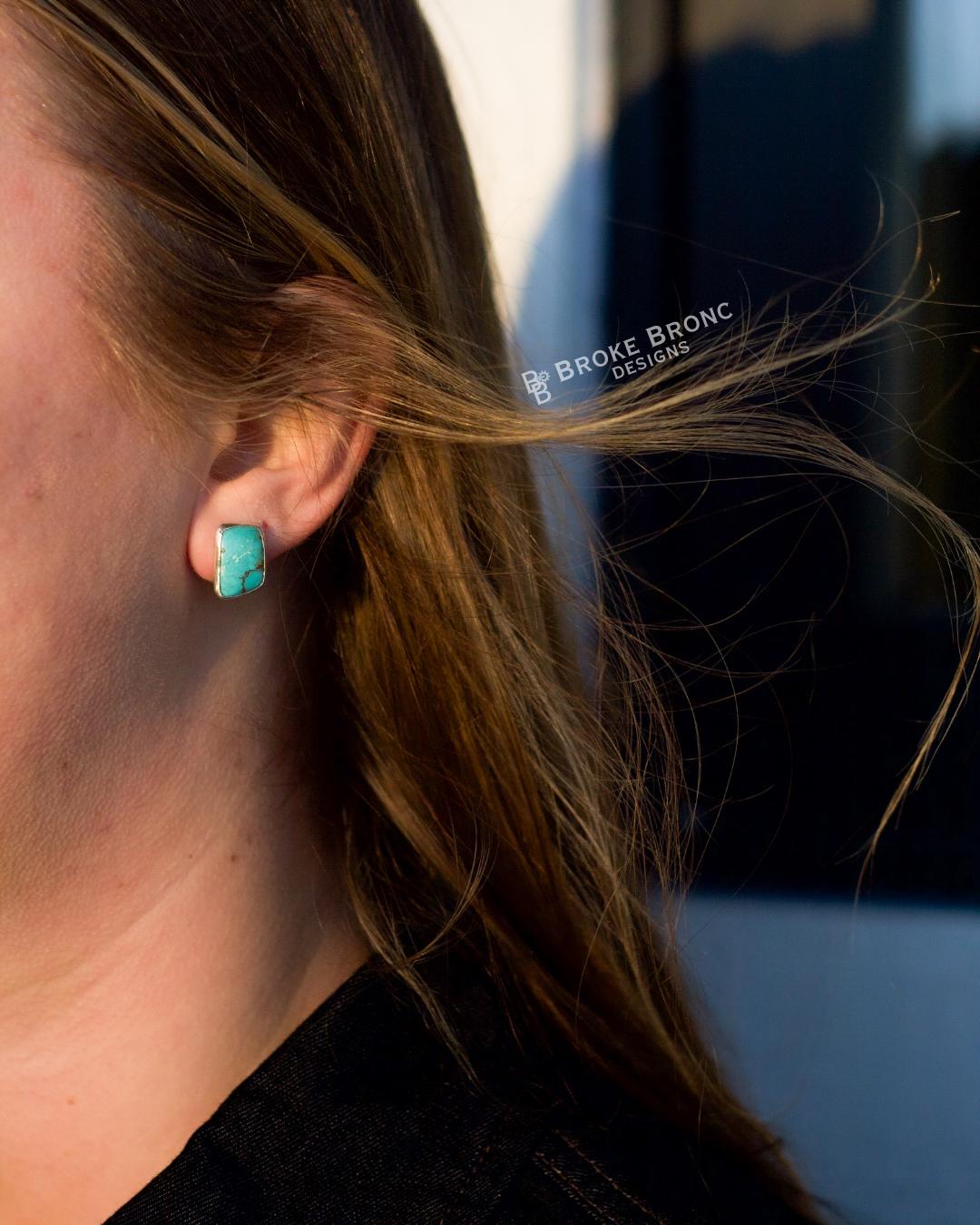 Carico Lake Turquoise Sterling Silver Stud Earrings