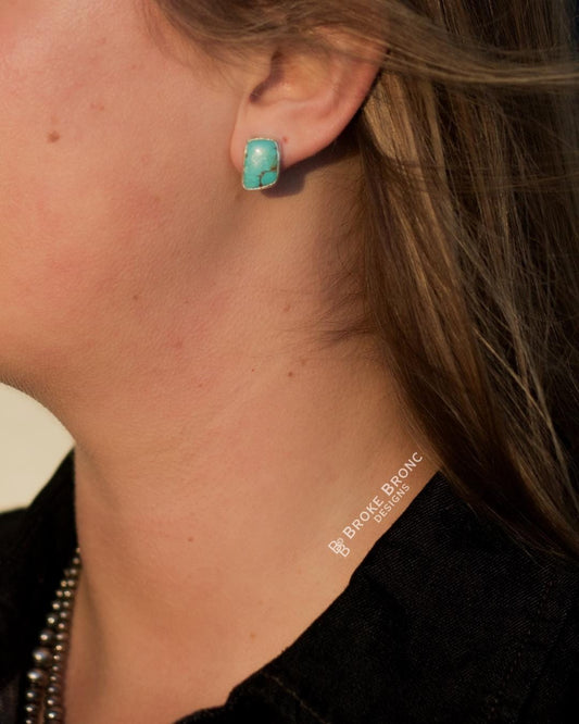 Carico Lake Turquoise Sterling Silver Stud Earrings