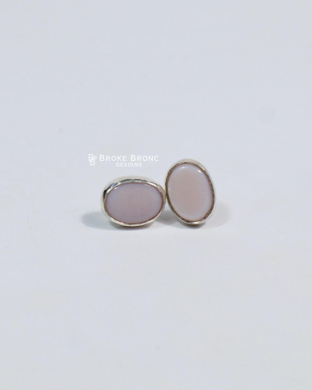 Mississippi Pink Shell 8x10mm Sterling Silver Stud Earrings