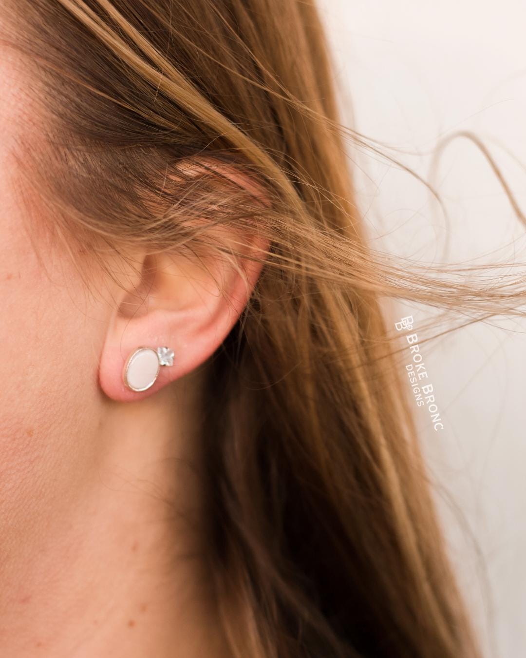 Mississippi Pink Shell 8x10mm Sterling Silver Stud Earrings