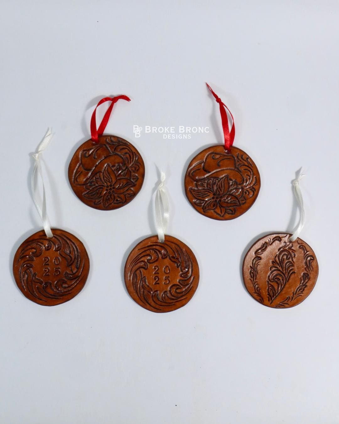 Tooled Leather Christmas Ornaments